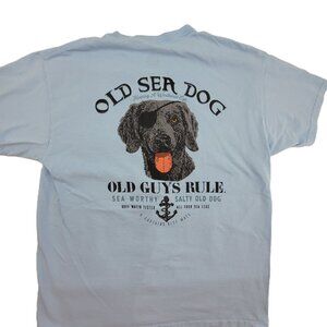 OLD GUYS RULE T-shirt Men's L Blue Sea Worthy Salty Old Dog A Captains Best Mate